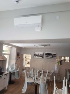 Air conditioning unit installed in a cafe by PRA Air Conditioning Engineers