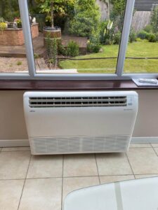 Fujitsu Floor Mounted Unit in a conservatory