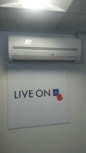 A wall mounted Toshiba unit installed on a white wall
