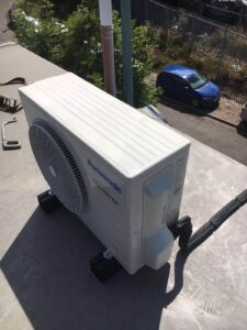 Air conditioning external unit on the roof installed by PRA