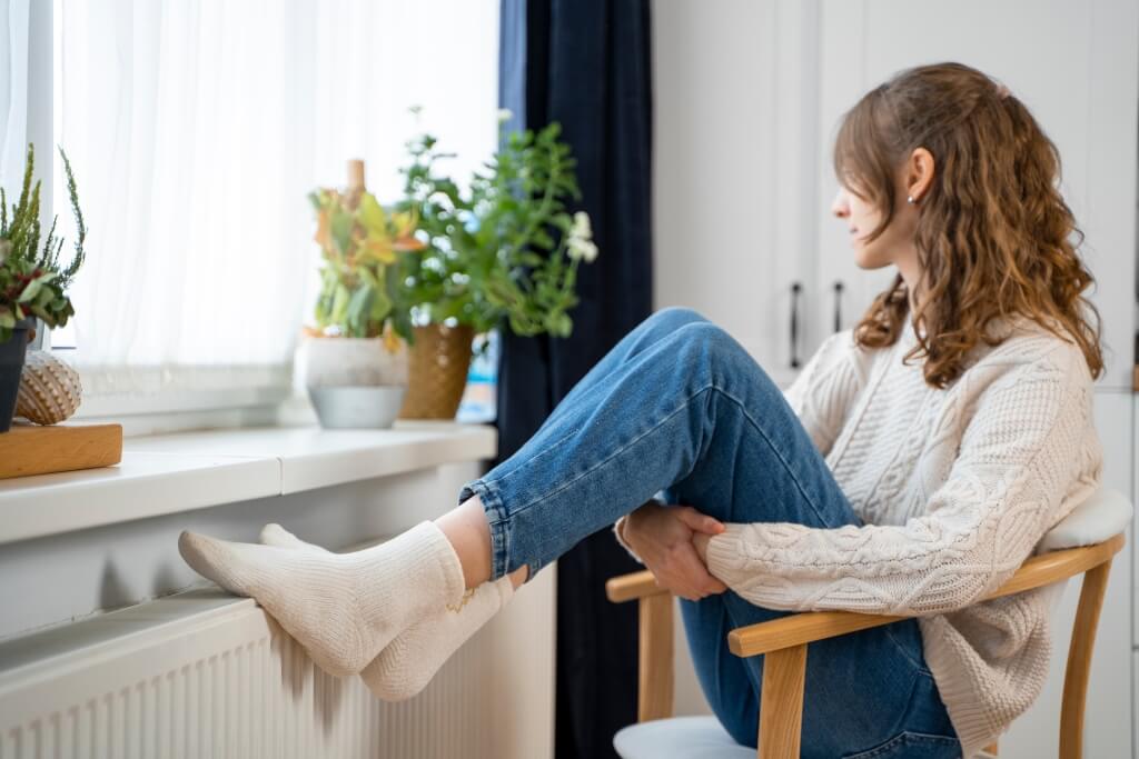Woman looking out the window