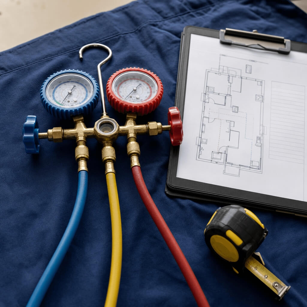 Gas metres on a bed next to a floor plan diagram 