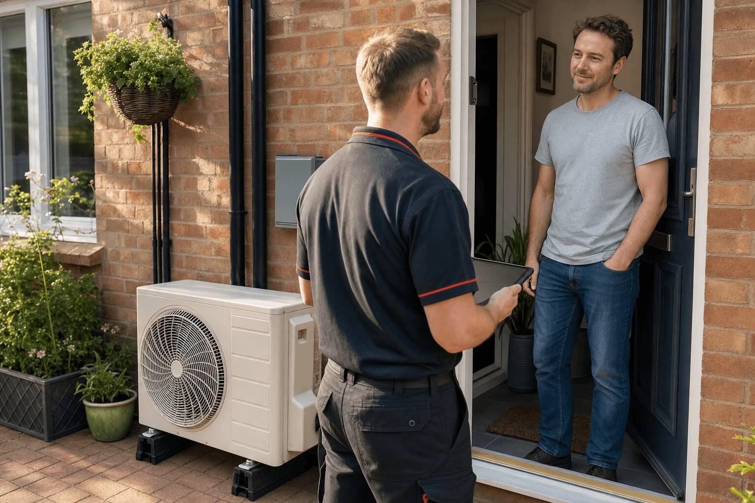 Boiler engineer coming to install an air conditioning unit
